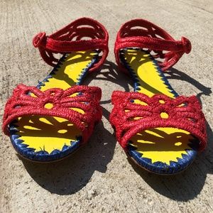 Dolce and Gabbana Raffia Woven Sandals, Size 40